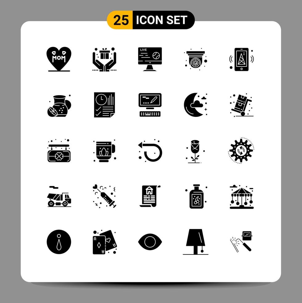 Set of 25 Modern UI Icons Symbols Signs for iot security camera live security camera Editable Vector Design Elements