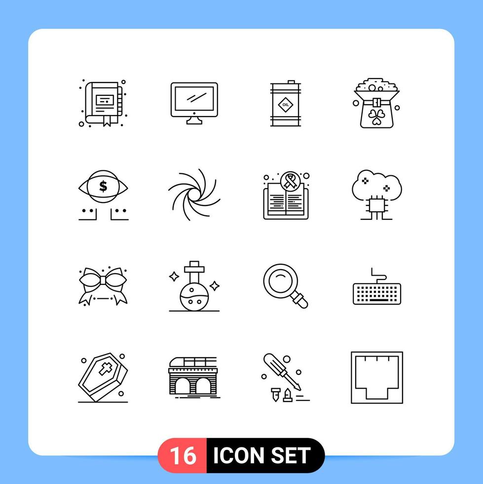 16 iconos creativos signos y símbolos modernos de sombrero moneda imac trébol barril de aceite elementos de diseño vectorial editables vector