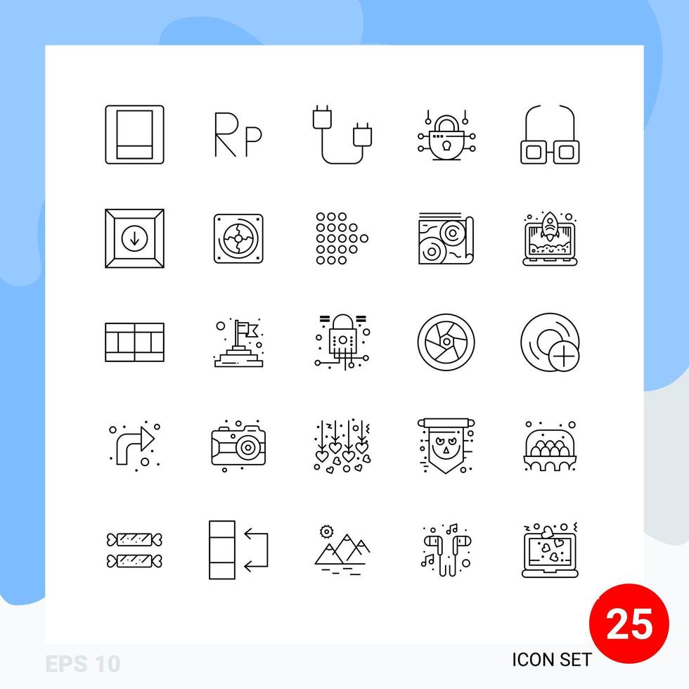 25 Line concept for Websites Mobile and Apps box read devices glasses network Editable Vector Design Elements