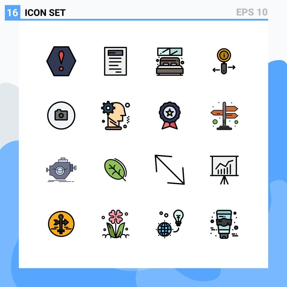 16 Flat Color Filled Line concept for Websites Mobile and Apps ui image room camera zoom Editable Creative Vector Design Elements