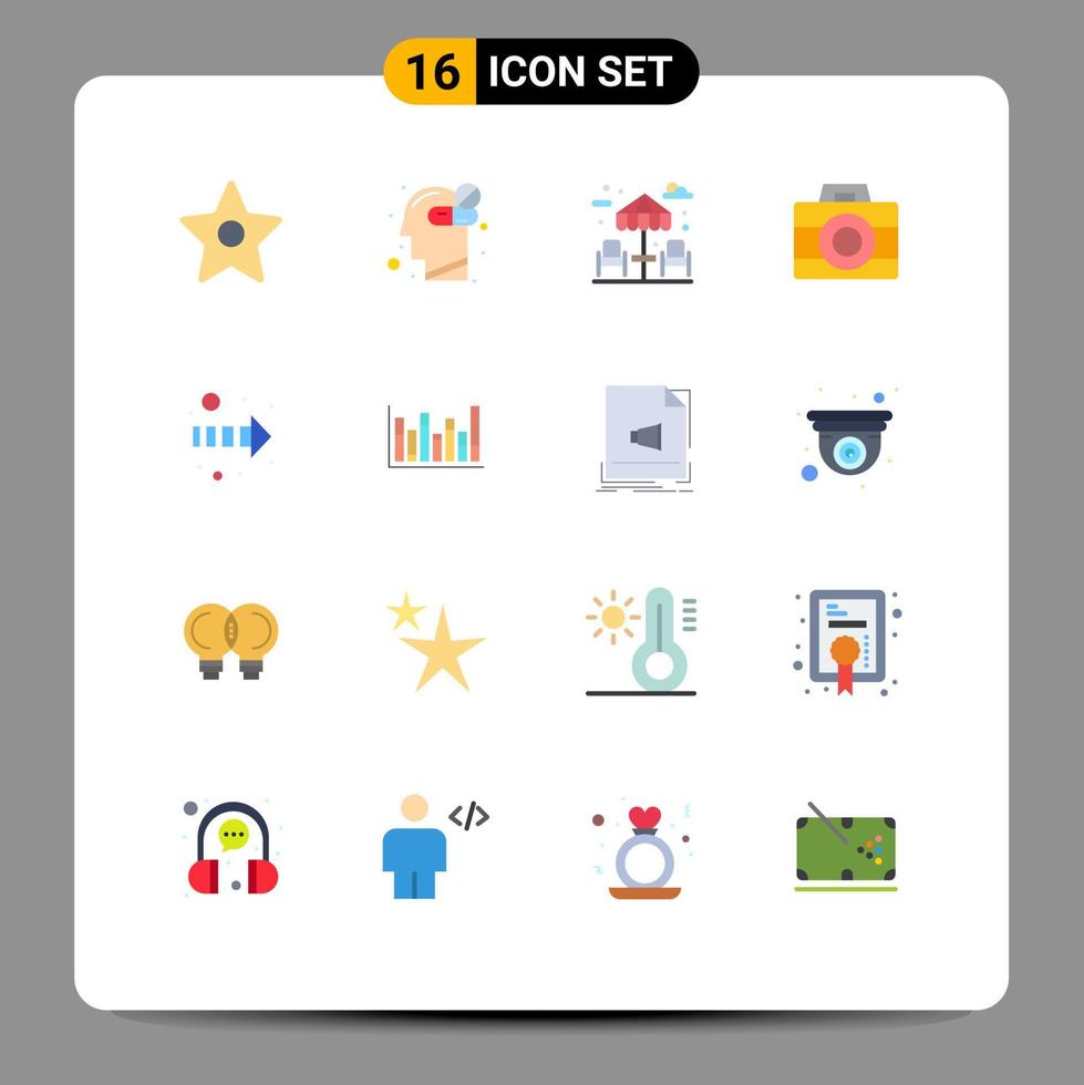 Group of 16 Flat Colors Signs and Symbols for graph direction water arrow digital Editable Pack of Creative Vector Design Elements