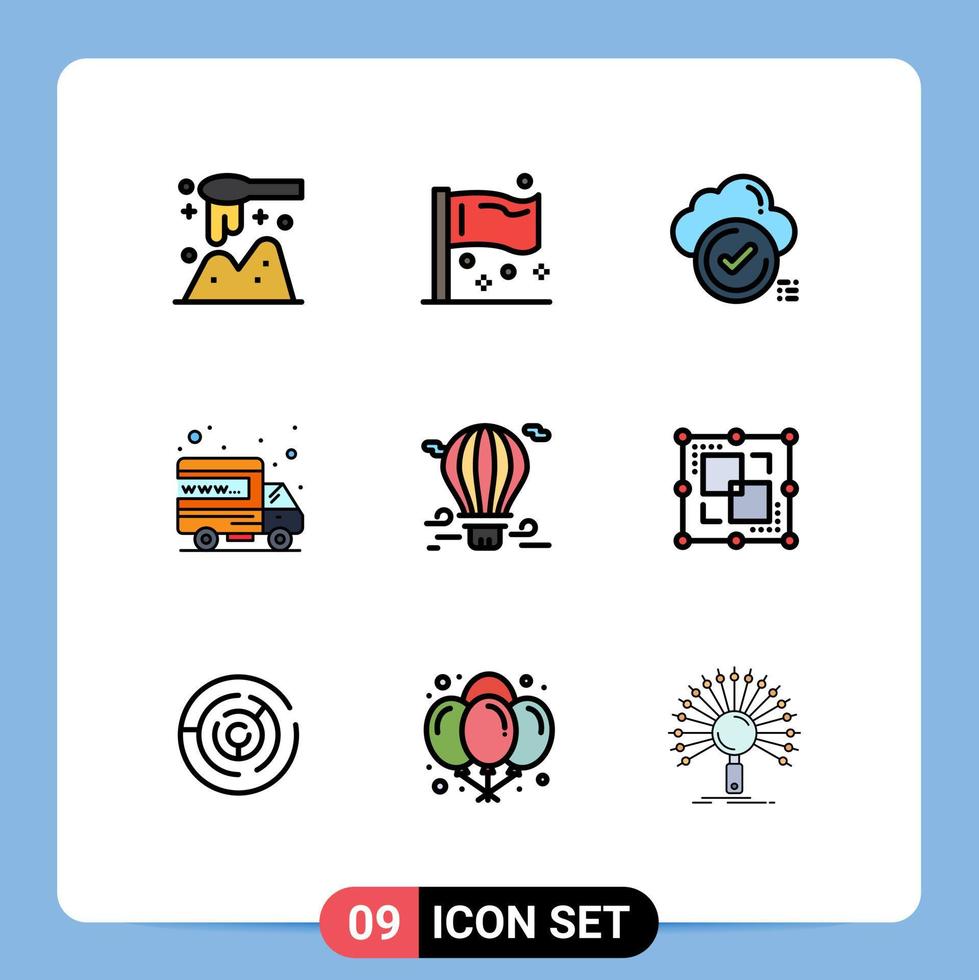9 iconos creativos signos y símbolos modernos de dominio internacional hospedaje internacional elementos de diseño vectorial editables en la nube vector