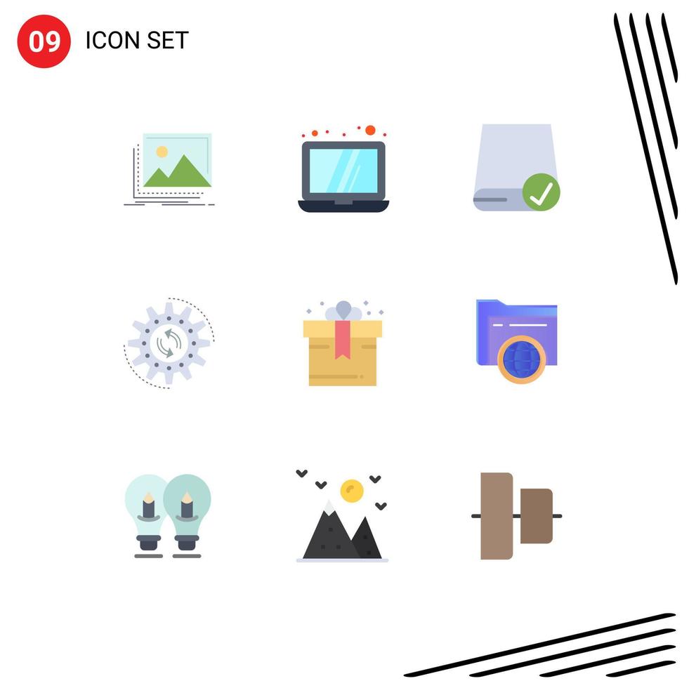 Stock Vector Icon Pack of 9 Line Signs and Symbols for work production computers process gadget Editable Vector Design Elements