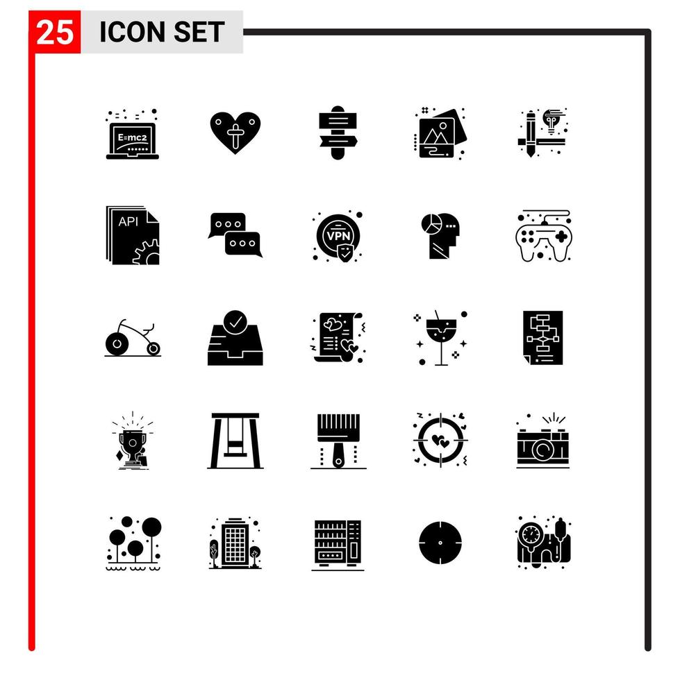 paquete de iconos vectoriales de stock de 25 signos y símbolos de línea para herramientas creativas vacaciones arte foto elementos de diseño vectorial editables vector