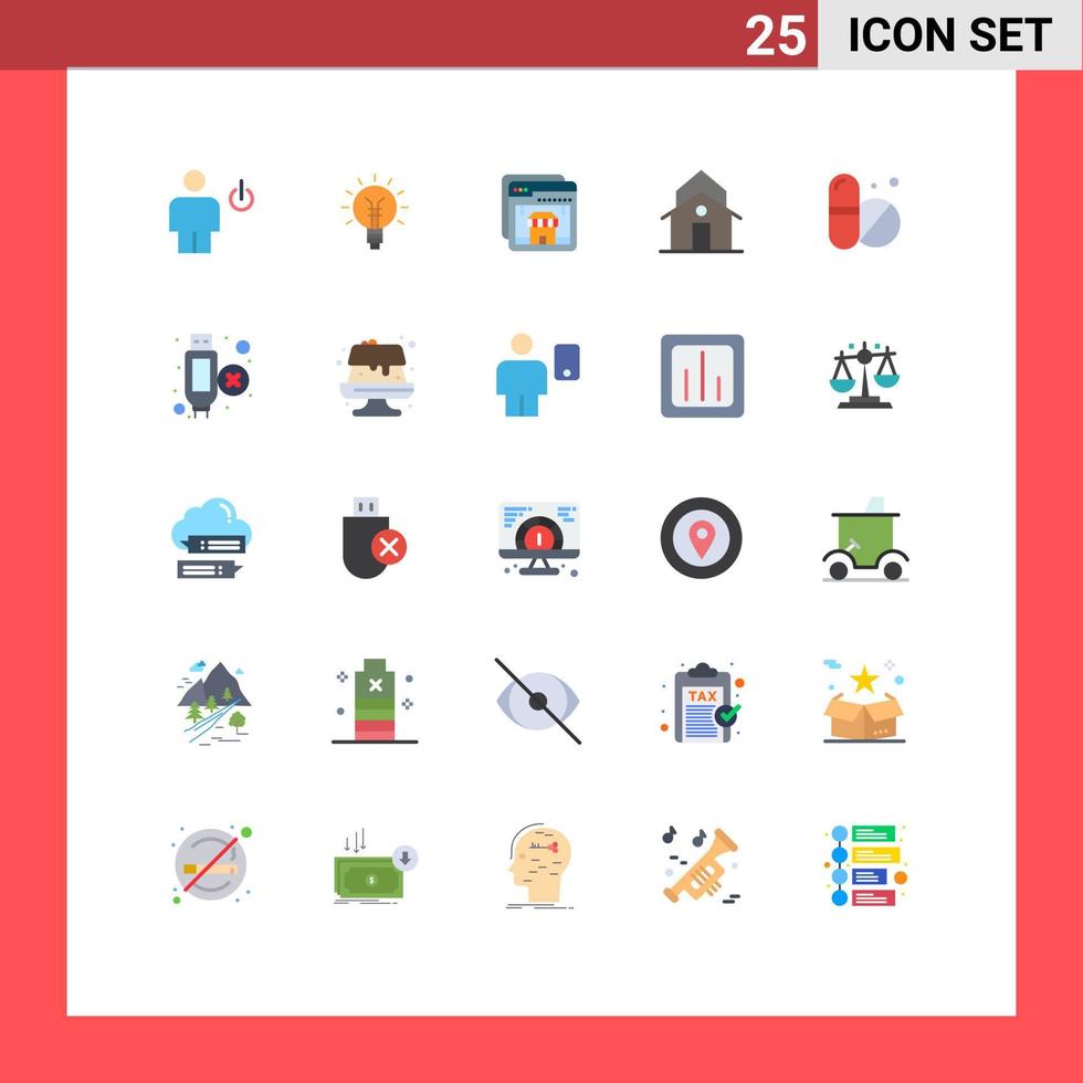 25 Flat Color concept for Websites Mobile and Apps house building idea shopping online Editable Vector Design Elements