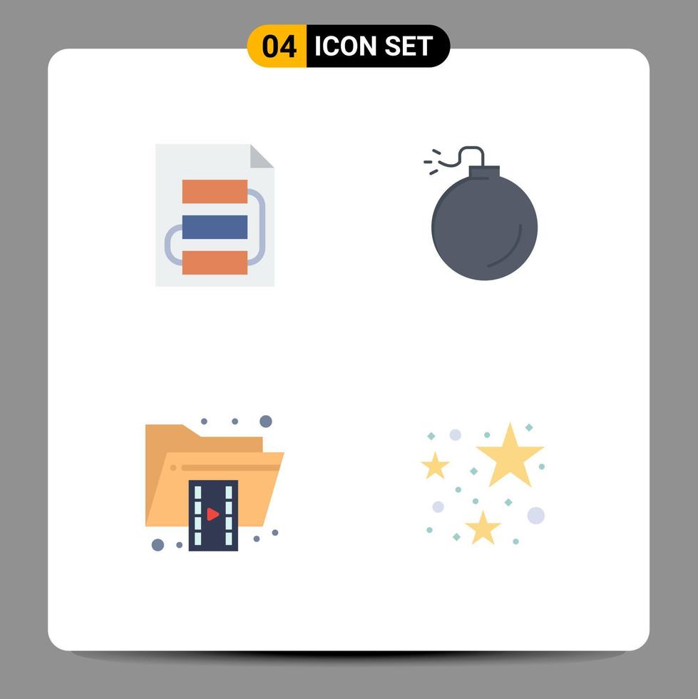 conjunto moderno de 4 iconos planos pictograma de estrategia de archivo de documento elementos de diseño vectorial editables en formato explosivo vector