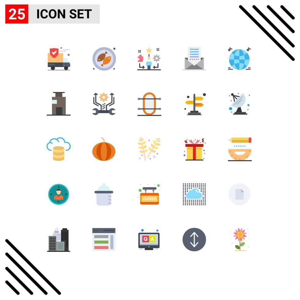 Universal Icon Symbols Group of 25 Modern Flat Colors of world interface life envelope communication Editable Vector Design Elements