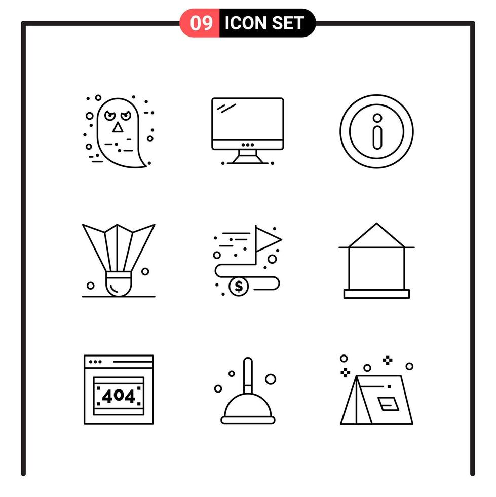 Set of 9 Line Style Icons for web and mobile Outline Symbols for print Line Icon Signs Isolated on White Background 9 Icon Set Creative Black Icon vector background