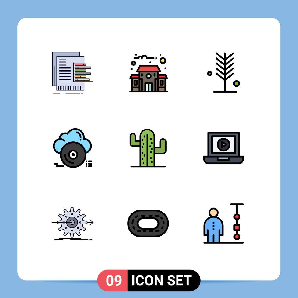 Universal Icon Symbols Group of 9 Modern Filledline Flat Colors of store archive eco disc tree Editable Vector Design Elements