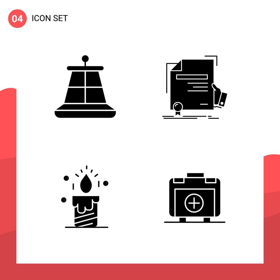 Pack of 4 Universal Glyph Icons for Print Media on White Background Creative Black Icon vector background