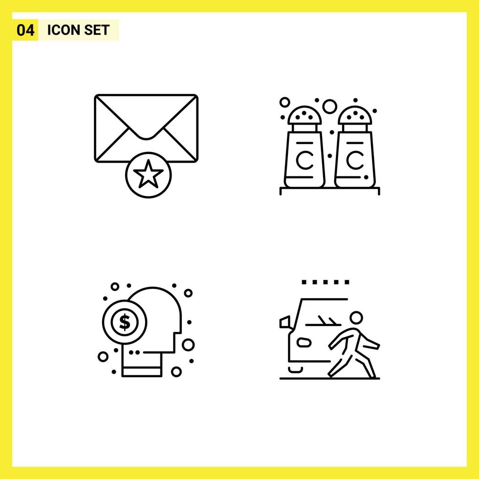 4 User Interface Line Pack of modern Signs and Symbols of mail investor cinnamon broker and Editable Vector Design Elements