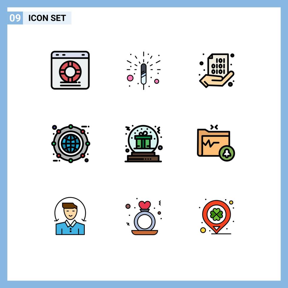 Modern Set of 9 Filledline Flat Colors Pictograph of line box code archive coding Editable Vector Design Elements