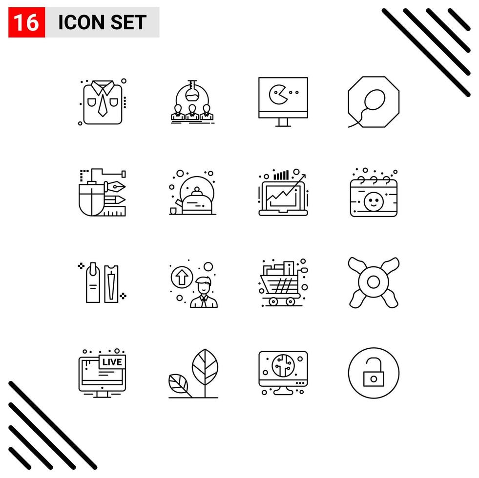 Editable Vector Line Pack of 16 Simple Outlines of pencil drawing scientist mouse father Editable Vector Design Elements