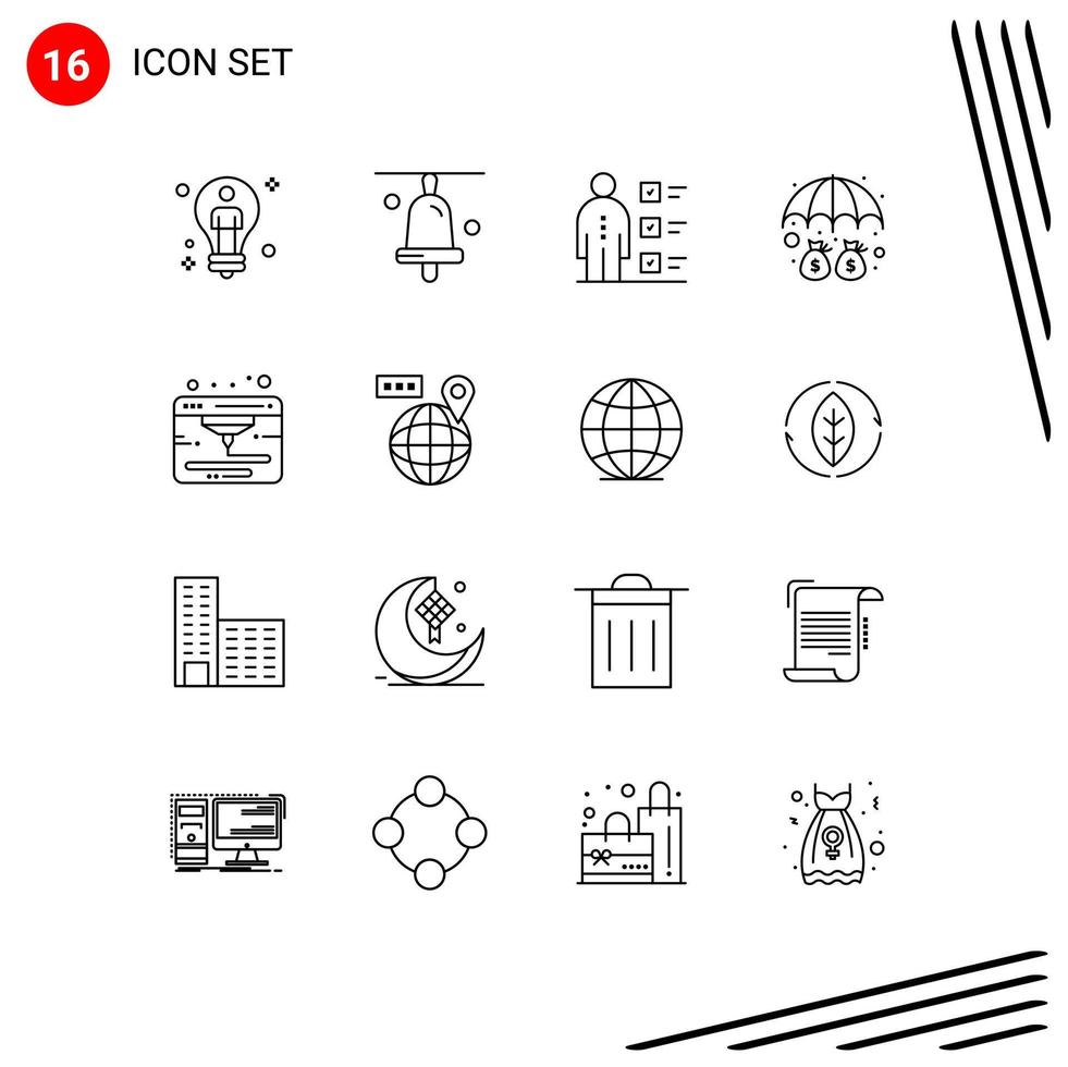 16 Outline concept for Websites Mobile and Apps internet umbrella abilities money professional Editable Vector Design Elements