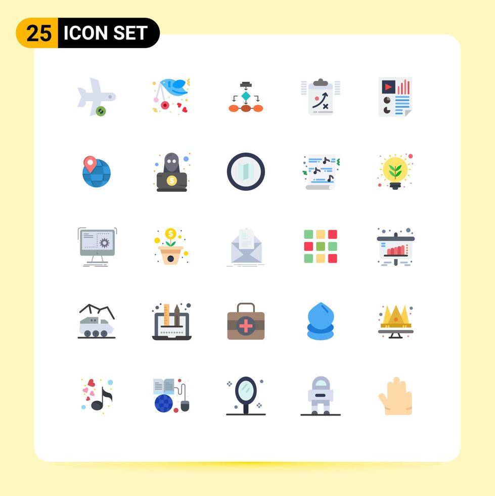 User Interface Pack of 25 Basic Flat Colors of clipboard structure letter scheme business Editable Vector Design Elements