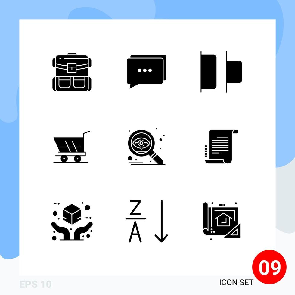 9 iconos creativos signos y símbolos modernos de búsqueda de orientación distribuir elementos de diseño de vector editables de carro de compra