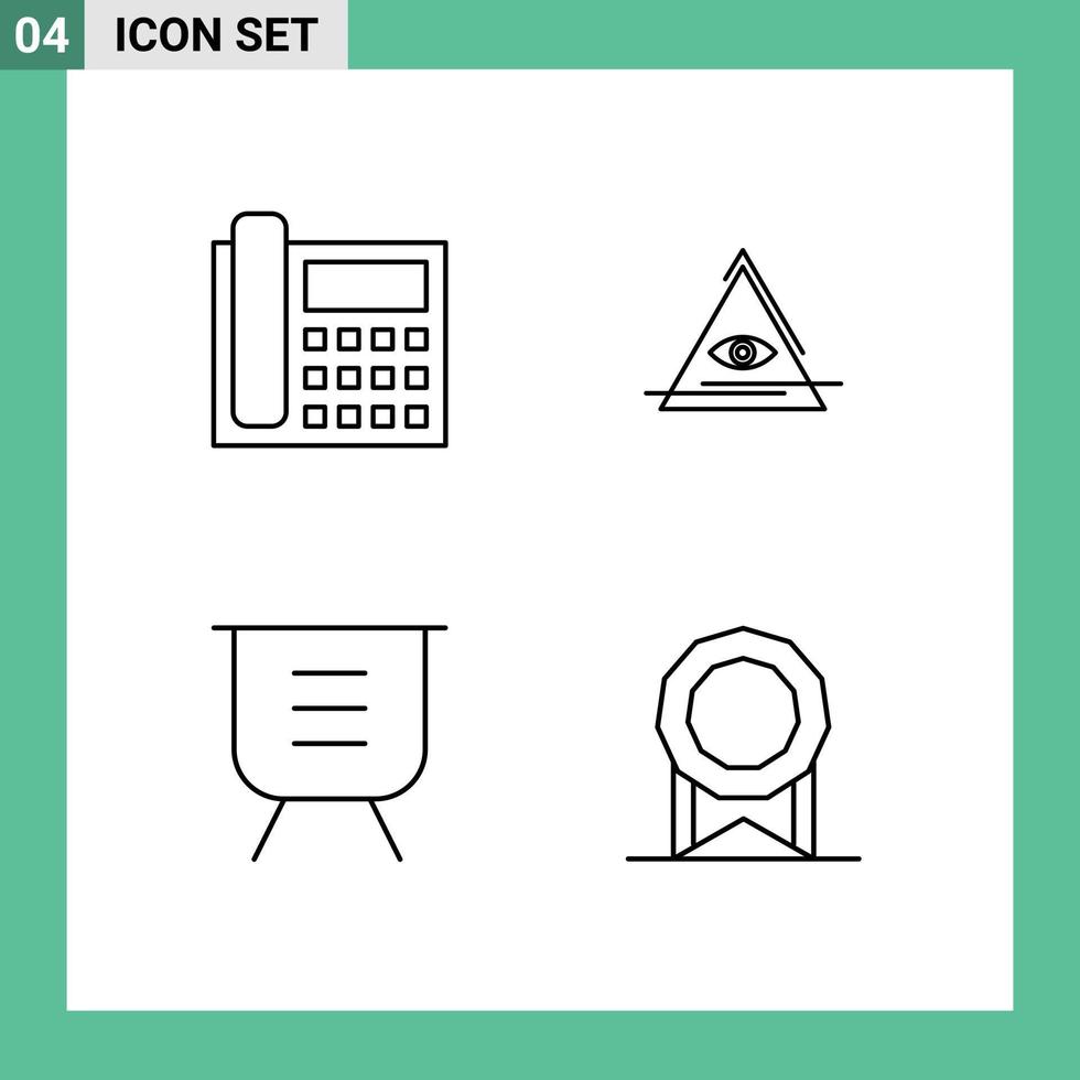 Stock Vector Icon Pack of 4 Line Signs and Symbols for call board contact us illuminati minus Editable Vector Design Elements