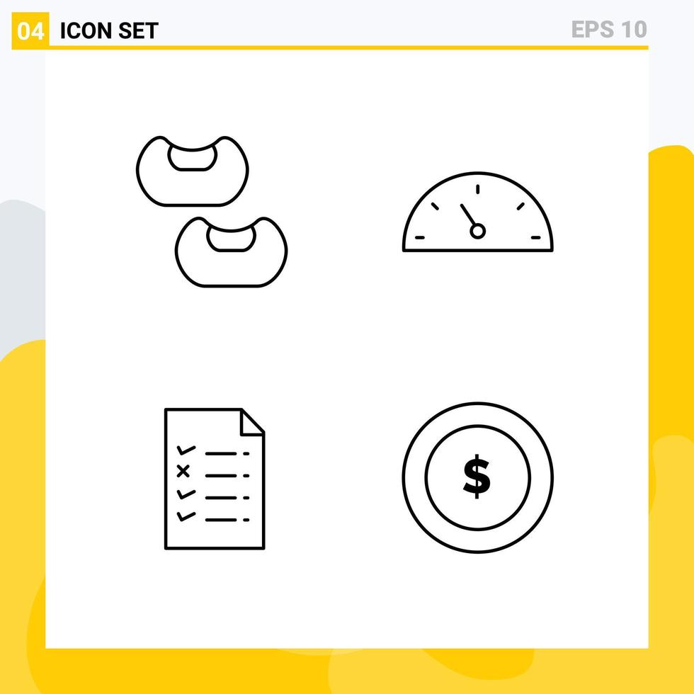 Pack of 4 Modern Filledline Flat Colors Signs and Symbols for Web Print Media such as bean dollar performance file 83 Editable Vector Design Elements