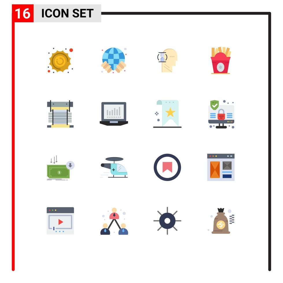 16 Thematic Vector Flat Colors and Editable Symbols of cooler usa wait food frise Editable Pack of Creative Vector Design Elements