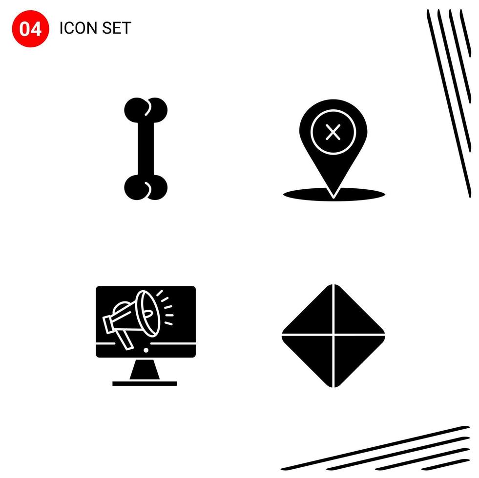 Collection of 4 Vector Icons in solid style Pixle Perfect Glyph Symbols for Web and Mobile Solid Icon Signs on White Background 4 Icons Creative Black Icon vector background