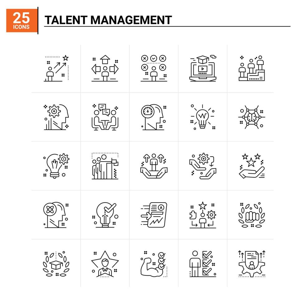 25 iconos de gestión de talento conjunto de antecedentes vectoriales vector