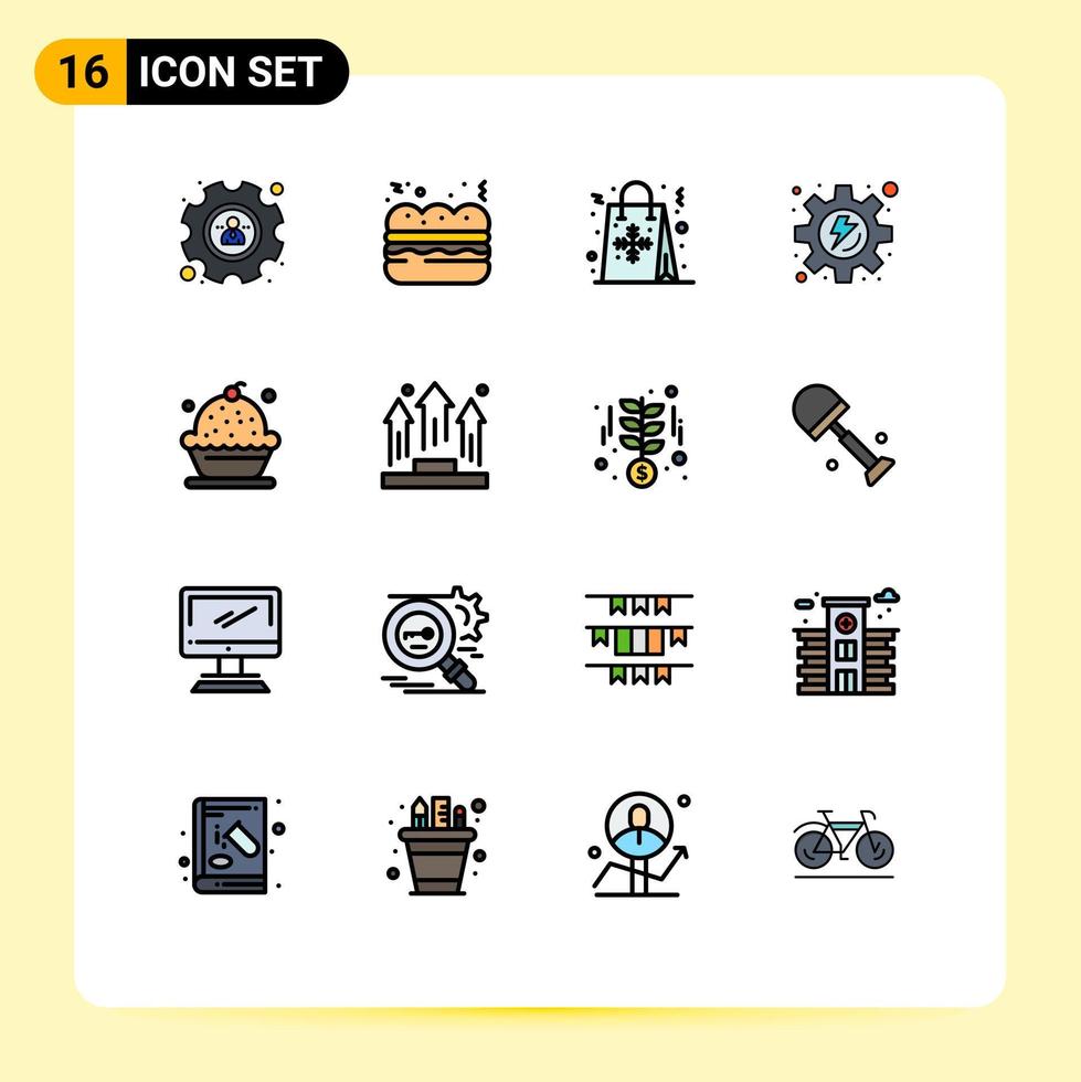 16 Creative Icons Modern Signs and Symbols of dessert cake flake baking gear Editable Creative Vector Design Elements