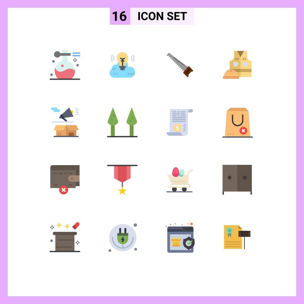 Universal Icon Symbols Group of 16 Modern Flat Colors of labour jacket creative campaign labour jacket construction Editable Pack of Creative Vector Design Elements