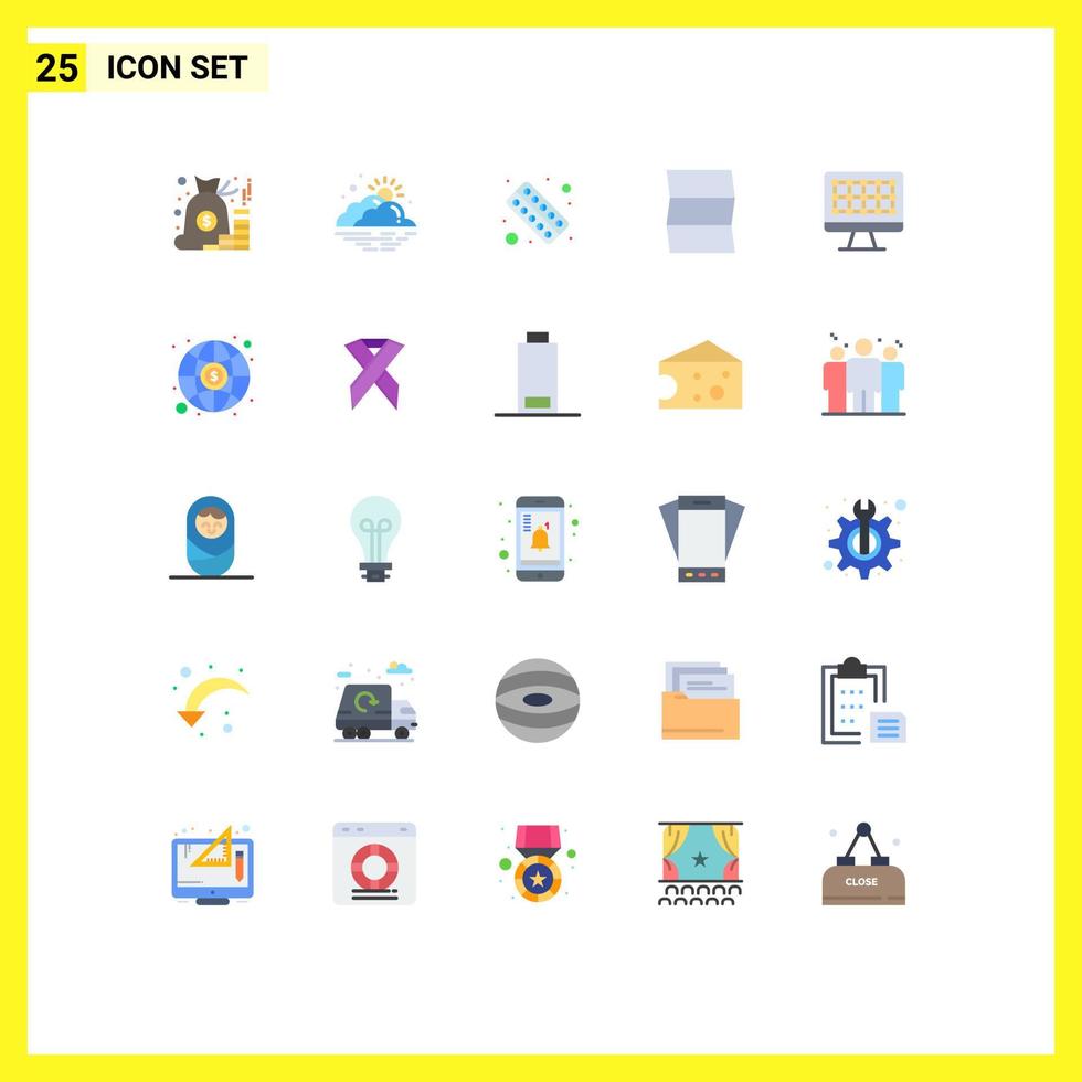 Set of 25 Modern UI Icons Symbols Signs for travel location sun medicine form Editable Vector Design Elements