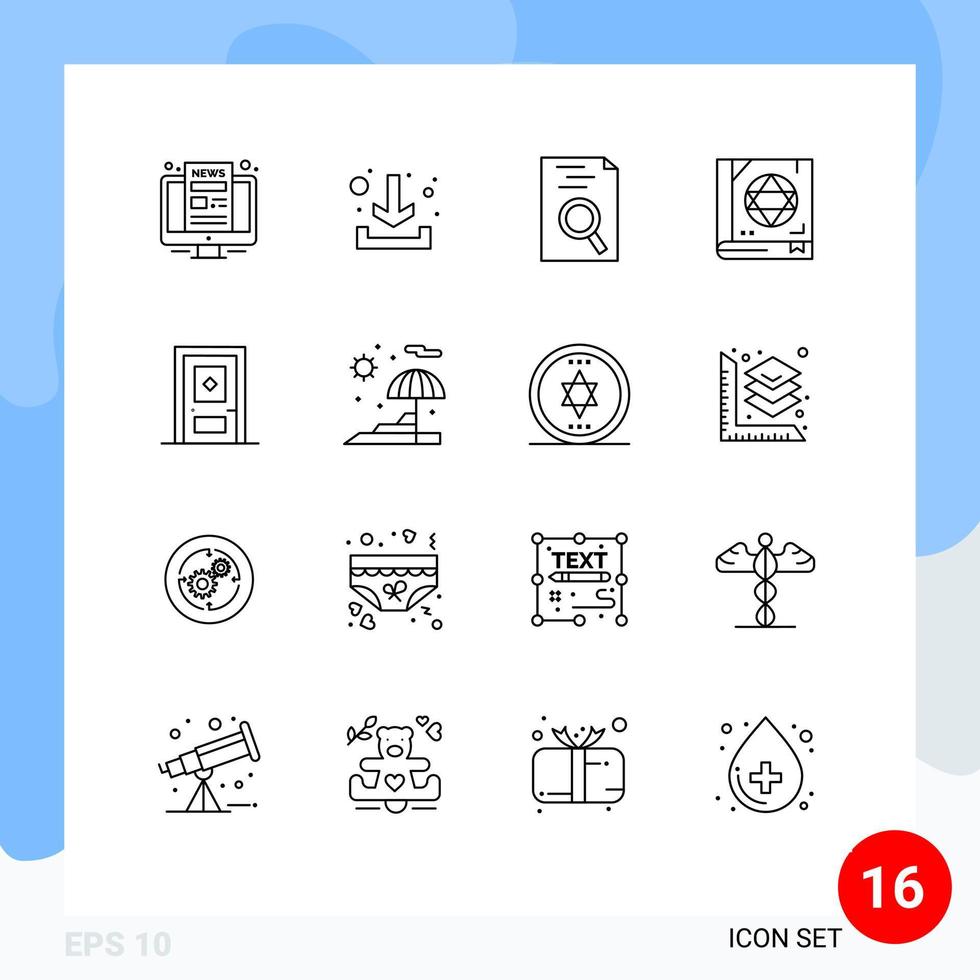 Stock Vector Icon Pack of 16 Line Signs and Symbols for door build resume building magic Editable Vector Design Elements