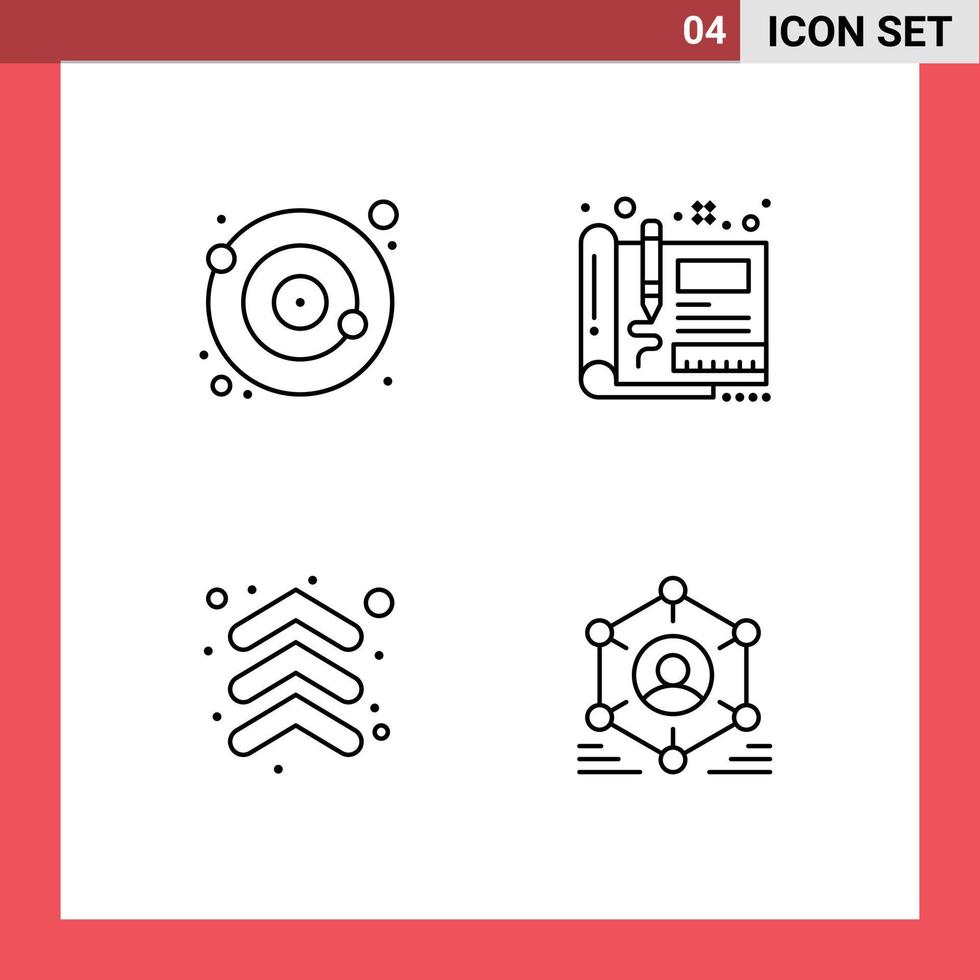 Pack of 4 creative Filledline Flat Colors of orbit arrow satellite engineering up Editable Vector Design Elements