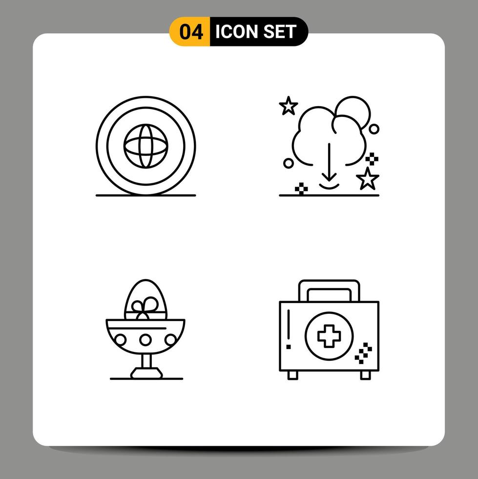 Pictogram Set of 4 Simple Filledline Flat Colors of country server international data boiled egg Editable Vector Design Elements