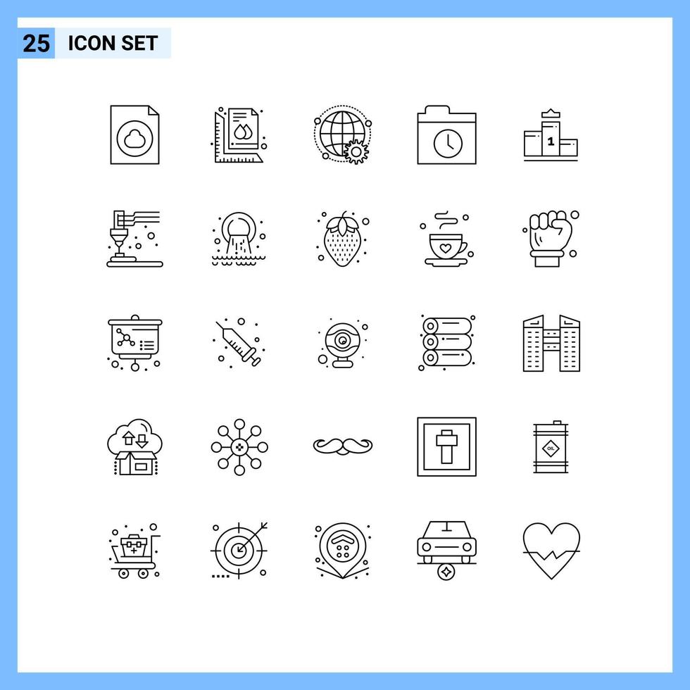 25 Creative Icons Modern Signs and Symbols of first history connected folder multiplayer Editable Vector Design Elements