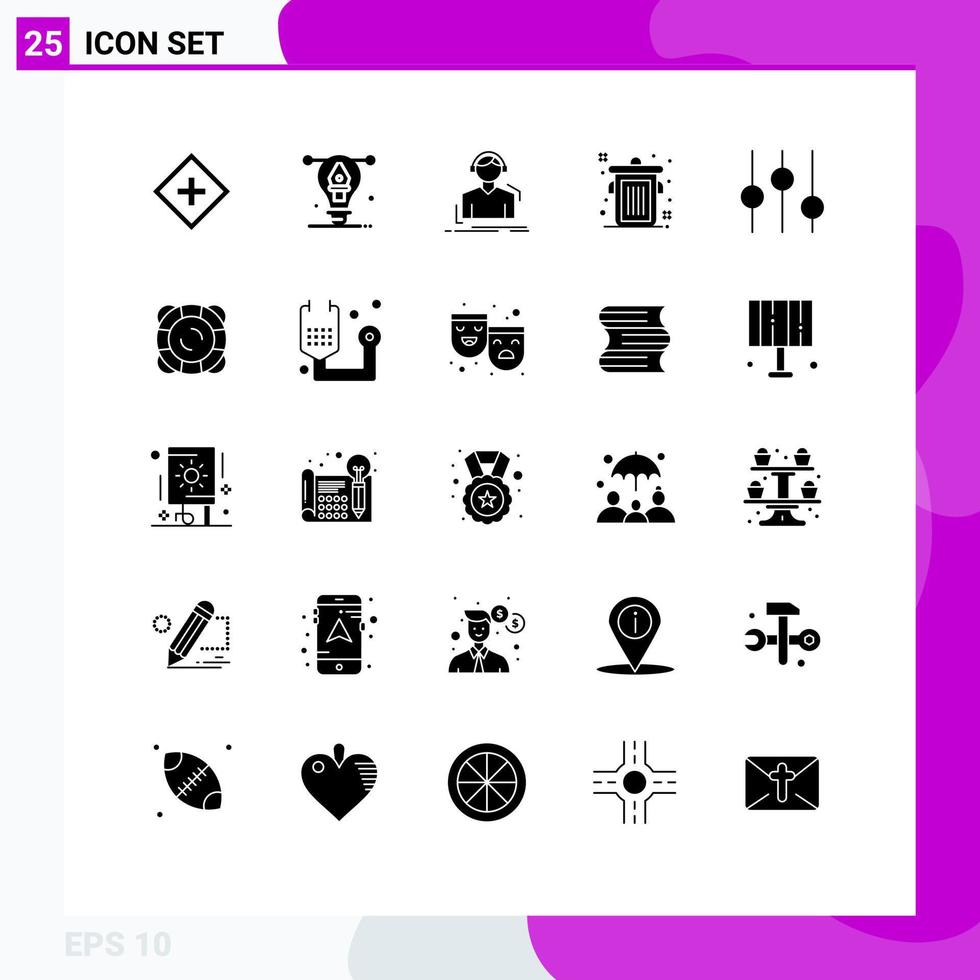 25 Solid Glyph concept for Websites Mobile and Apps controls editorial illustration can meloman Editable Vector Design Elements