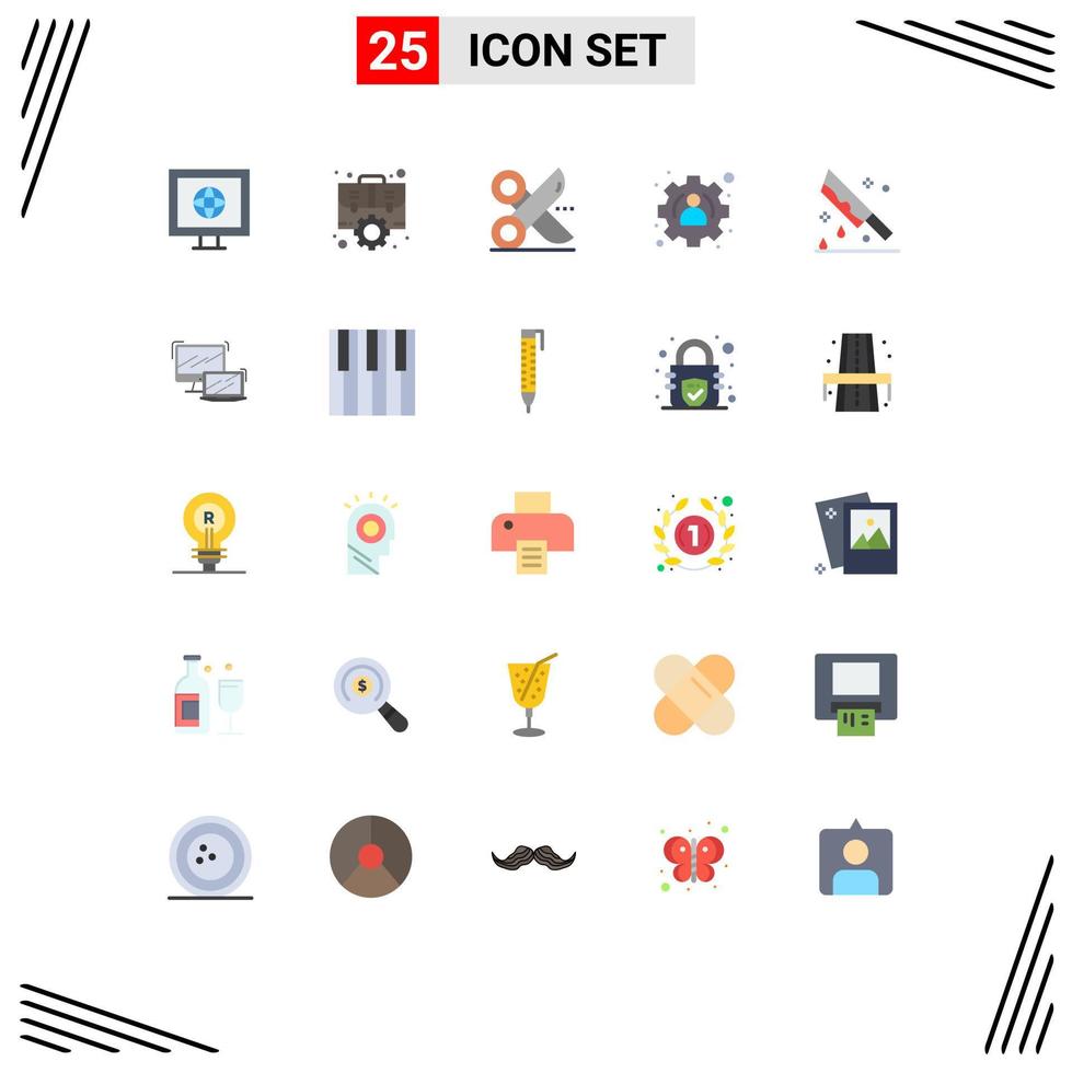 Mobile Interface Flat Color Set of 25 Pictograms of halloween user cut profile slice Editable Vector Design Elements
