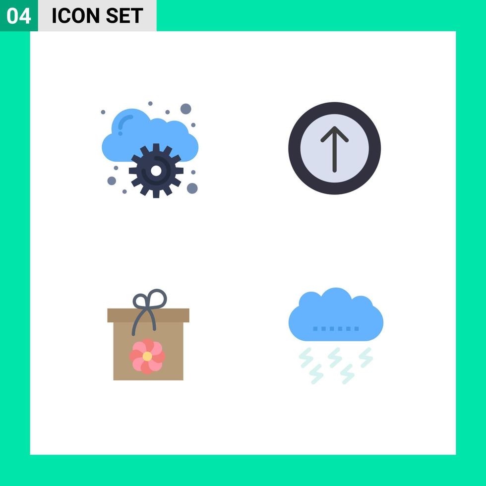 4 Universal Flat Icons Set for Web and Mobile Applications cloud spring upload gift cloud Editable Vector Design Elements