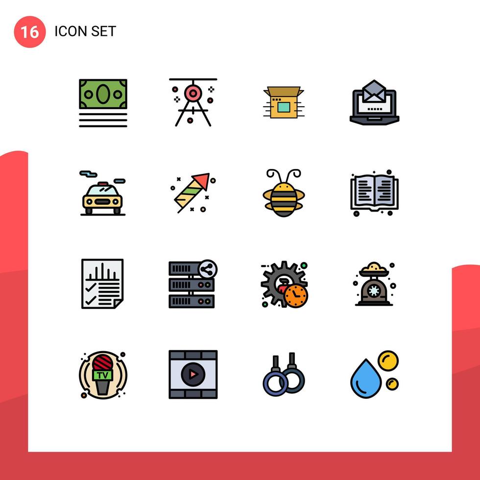 16 iconos creativos signos y símbolos modernos de productos de servidores de dibujo de portátiles abiertos elementos de diseño de vectores creativos editables