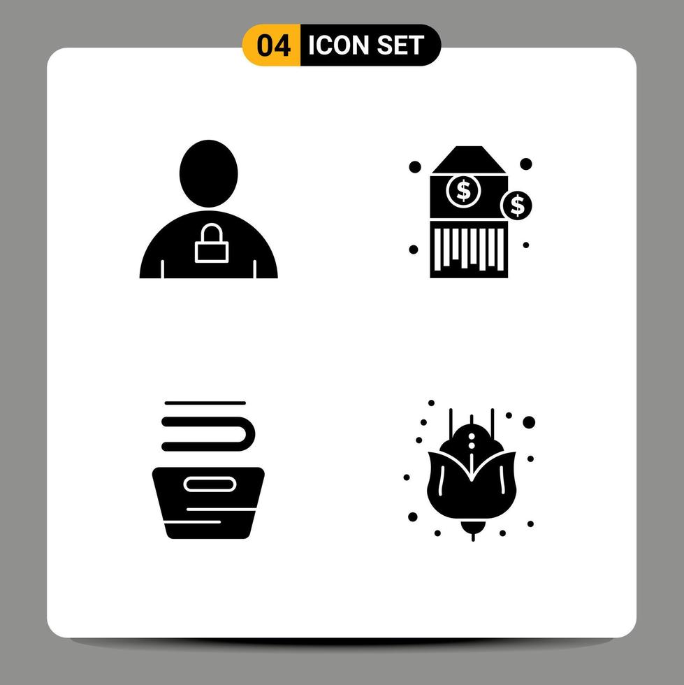 paquete de iconos de vector de stock de 4 signos y símbolos de línea para ropa de avatar precio bloqueado lavado elementos de diseño de vector editables