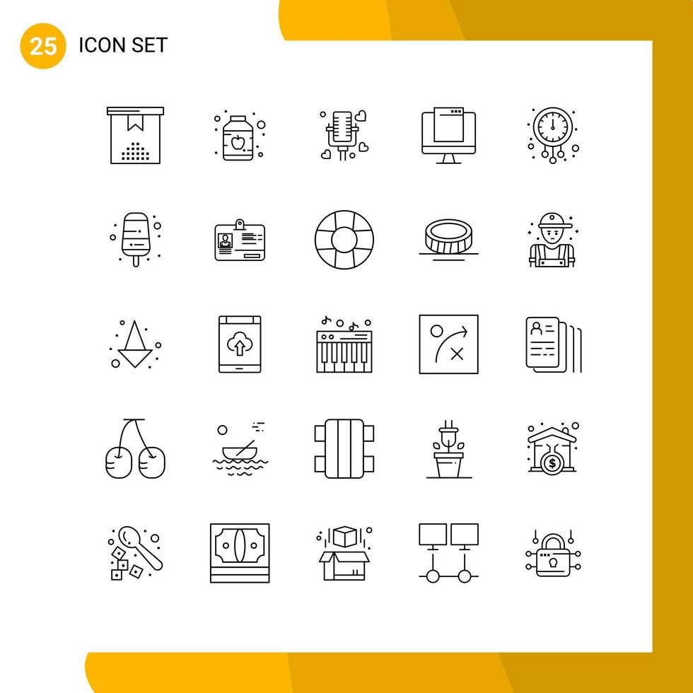 Set of 25 Vector Lines on Grid for midnight popup love imac monitor Editable Vector Design Elements