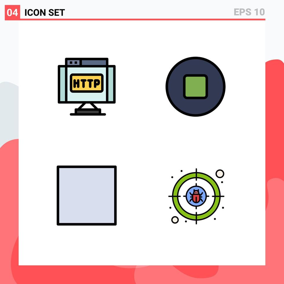 Universal Icon Symbols Group of 4 Modern Filledline Flat Colors of domain player link control crime Editable Vector Design Elements