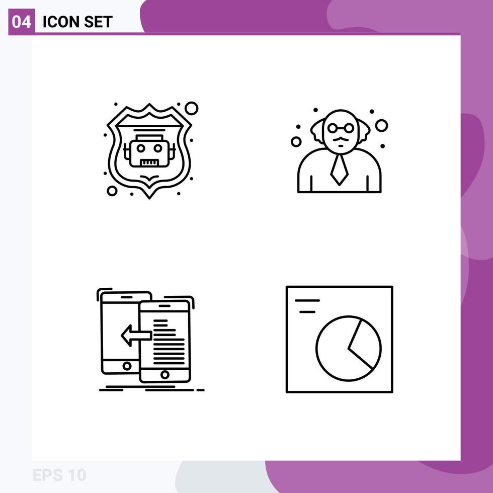 Set of 4 Commercial Filledline Flat Colors pack for internet bot management school data analytics Editable Vector Design Elements