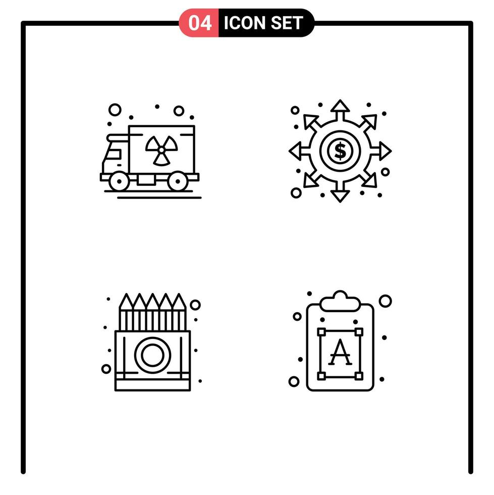 Pictogram Set of 4 Simple Filledline Flat Colors of gas color black portal drawing Editable Vector Design Elements