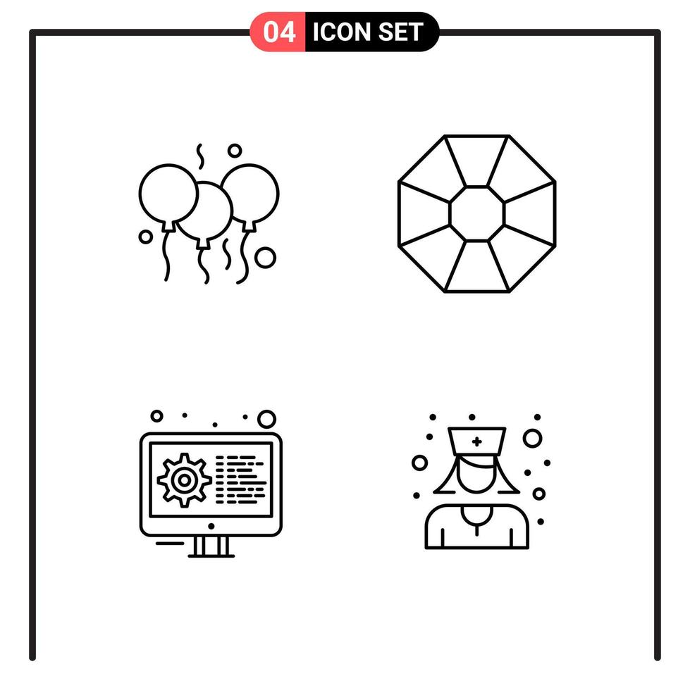Set of 4 Line Style Icons for web and mobile Outline Symbols for print Line Icon Signs Isolated on White Background 4 Icon Set Creative Black Icon vector background