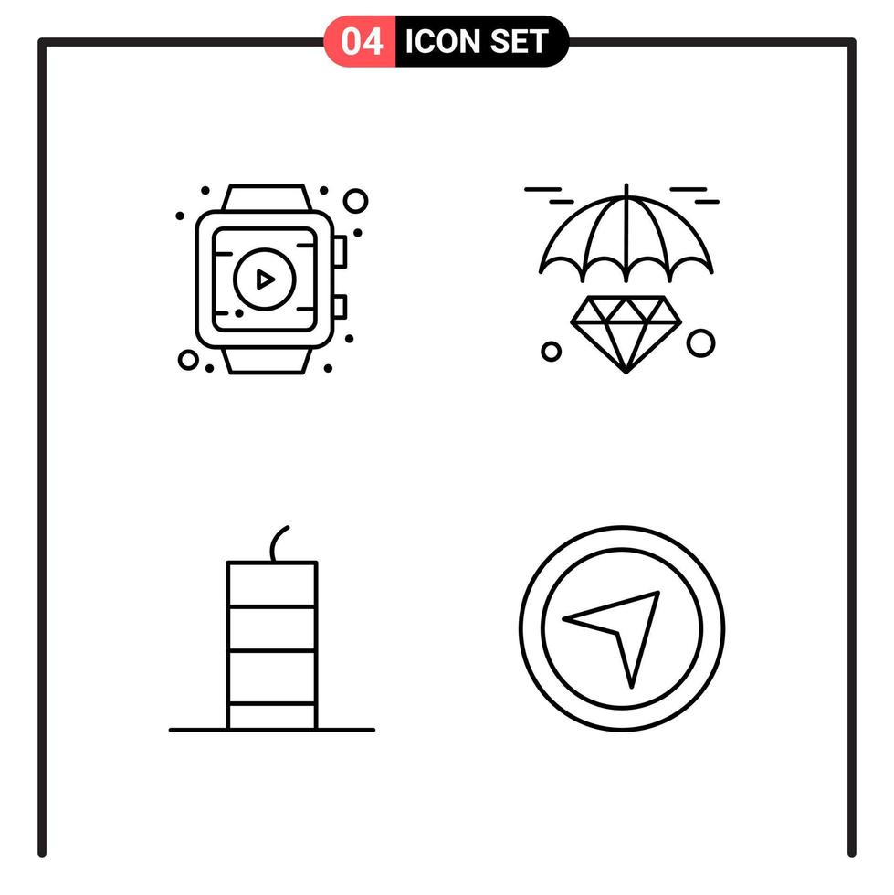 Set of 4 Line Style Icons for web and mobile Outline Symbols for print Line Icon Signs Isolated on White Background 4 Icon Set Creative Black Icon vector background