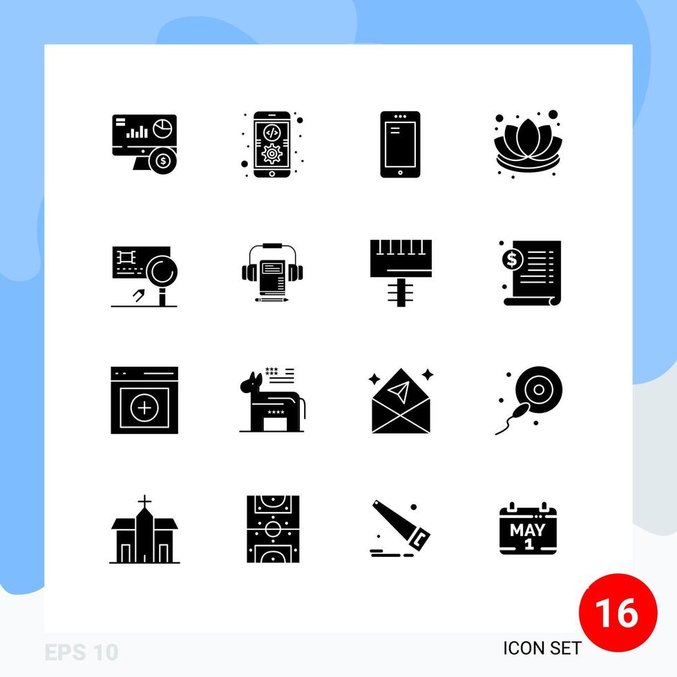 Set of 16 Modern UI Icons Symbols Signs for analysis flower phone decorations samsung Editable Vector Design Elements