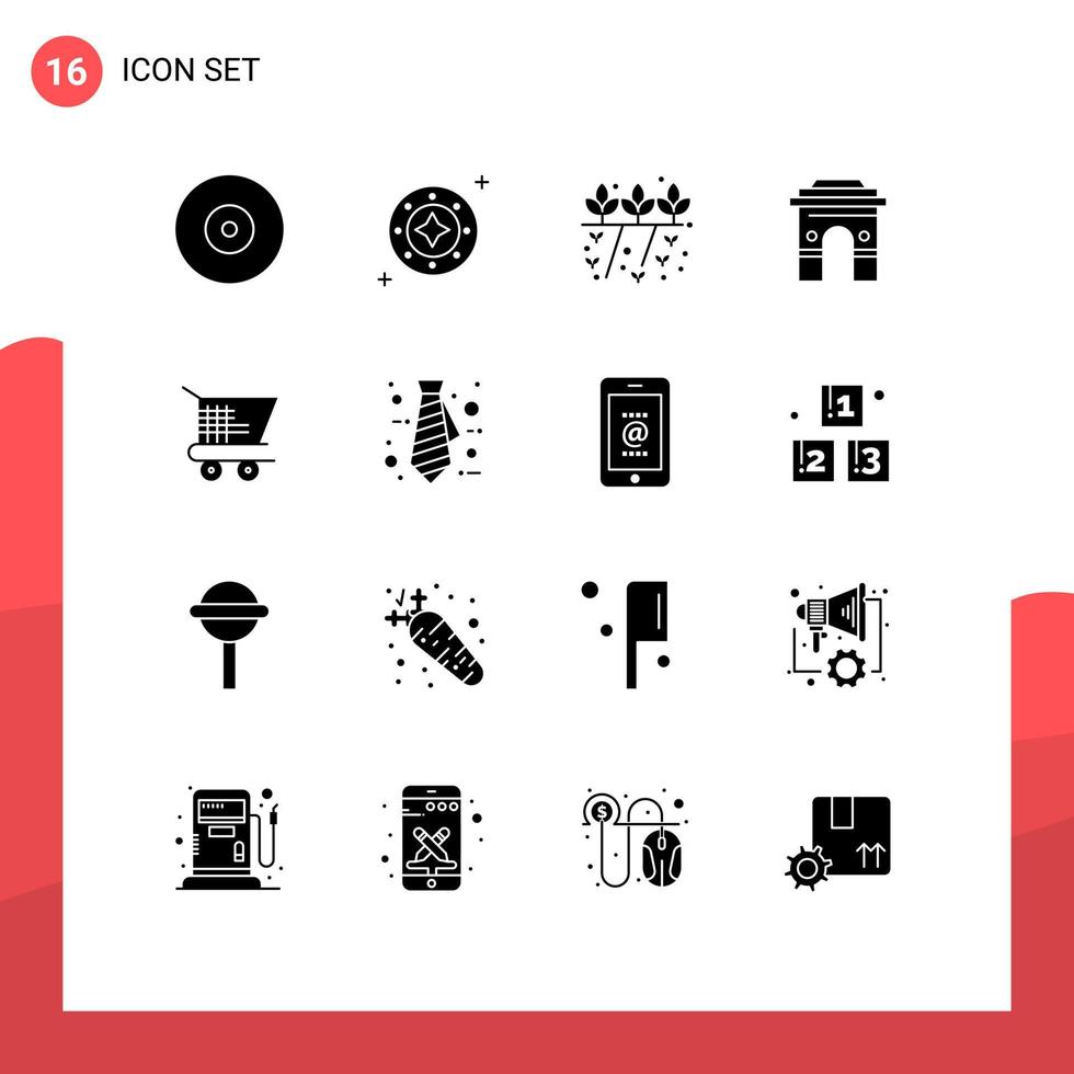 16 Creative Icons Modern Signs and Symbols of india global star culture nature Editable Vector Design Elements