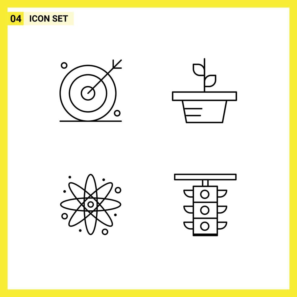 Pack of 4 Modern Filledline Flat Colors Signs and Symbols for Web Print Media such as engine atom search leaves science Editable Vector Design Elements