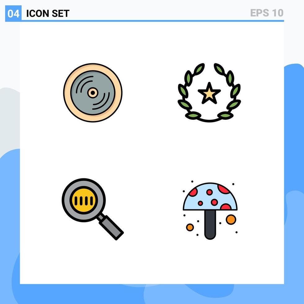 4 Creative Icons Modern Signs and Symbols of cd code search education stare magnifying Editable Vector Design Elements