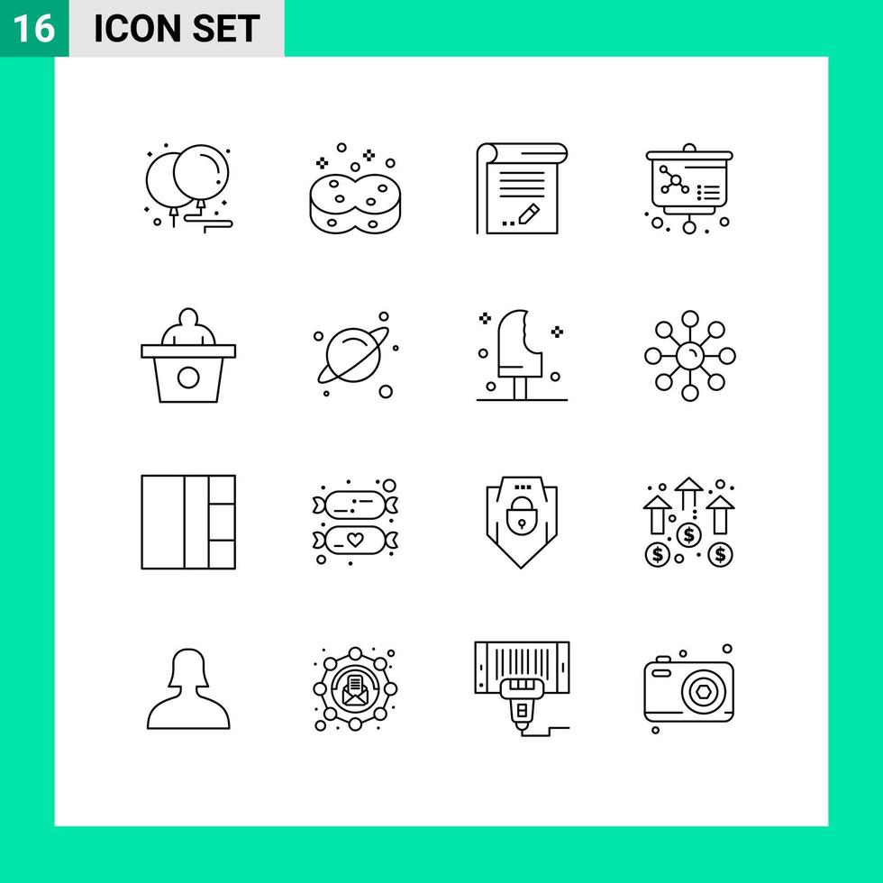 16 Creative Icons Modern Signs and Symbols of presentation molecule document atom notebook Editable Vector Design Elements
