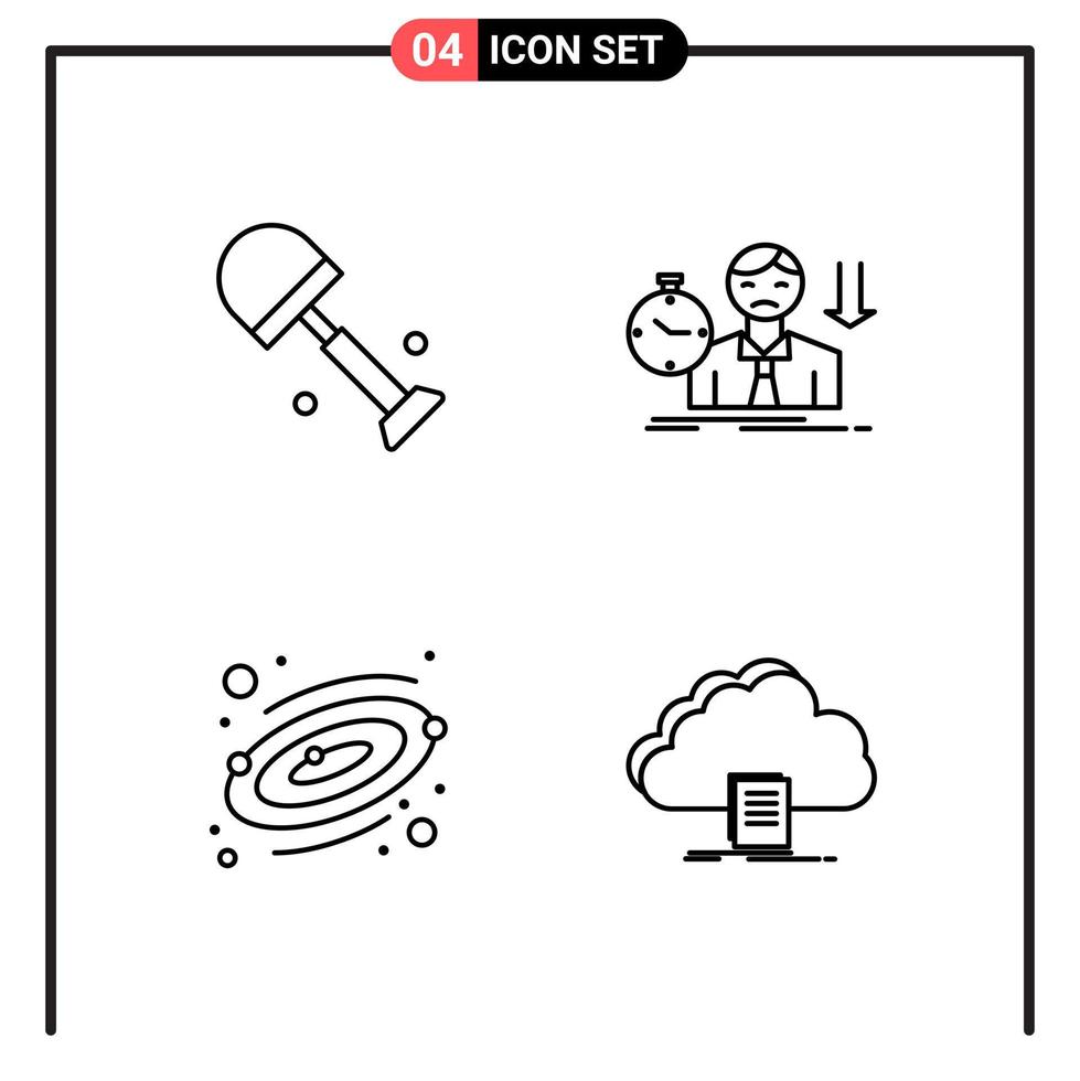 Set of 4 Line Style Icons for web and mobile Outline Symbols for print Line Icon Signs Isolated on White Background 4 Icon Set Creative Black Icon vector background