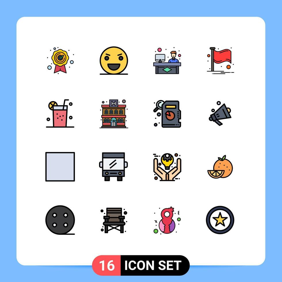 conjunto de 16 iconos de ui modernos símbolos signos para un lugar saludable notificación de chat país elementos de diseño de vectores creativos editables